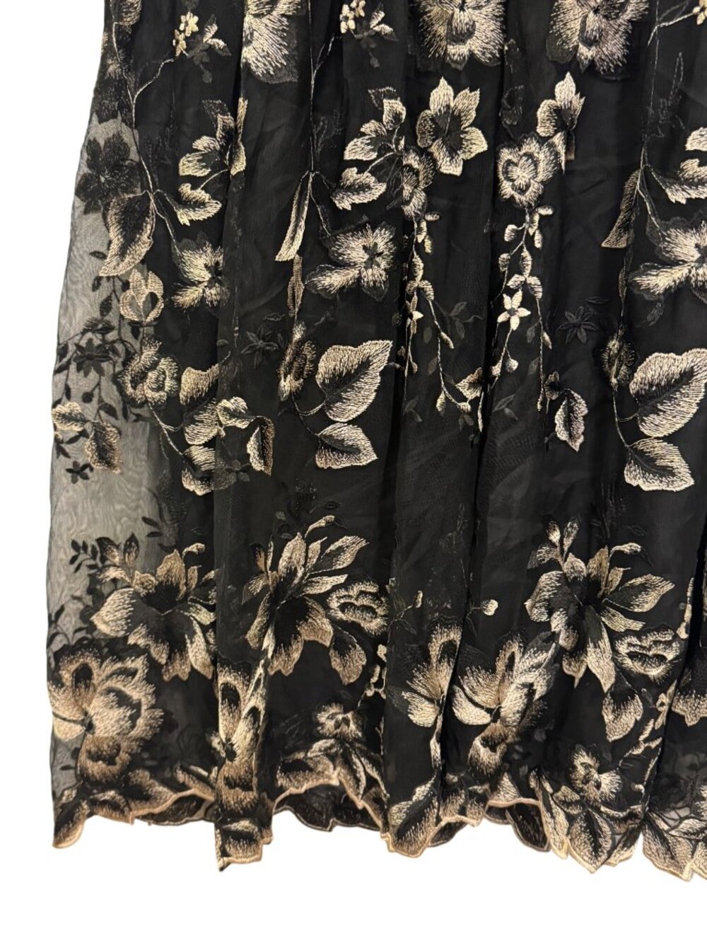 SLNY Black & Beige Floral cocktail dress 16W Embroidered Sleeveless Short - Picture 7 of 7